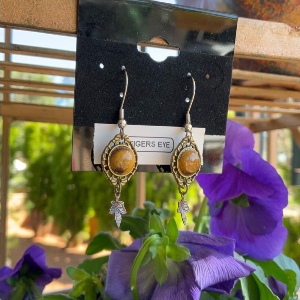 Hand Crafted Tigers Eye Crystal Earrings